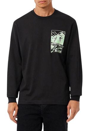 Lacoste Classic Fit Long Sleeve Cotton Graphic T-Shirt in 031 Black at Nordstrom, Size 5