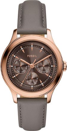 Fossil Brynn Multifunction Leather Strap Watch, 38mm in Brown/Rose Gold at Nordstrom Rack