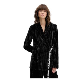 Karl Lagerfeld Jassen, Dames, Zwart, L, Polyester, Fluwelen Blazer