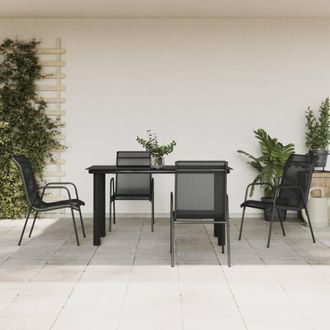 vidaXL Juego De Comedor Para Jard&iacute;n 5 Piezas Acero Y Textilene Negro Vidaxl