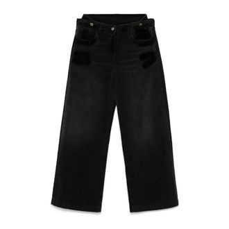 The Attico Wide Jeans, female, Black, Size: W26 High-Waisted Wide-Leg Denim Trousers