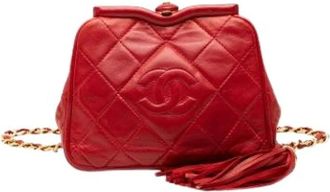 Chanel Pre-owned Vintage Quilted Lambskin Belt Bag - Dames - Vintage Schoudertas - Rood - ONE Size - Leer - Vintage