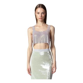 Twentyfourhaitch Sleeveless Tops, female, Gray, Size: XL Classic Crop Tank Top