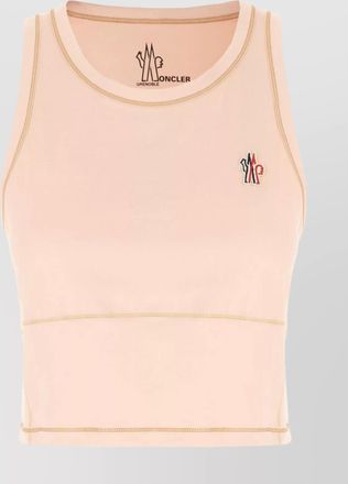 Moncler sleeveless round neck top with contrast stitching