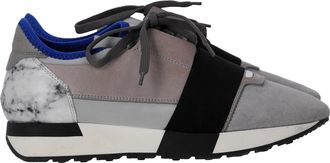 Balenciaga Pre-owned Womens Race Runner Marble Sneakers in Grey Suede - Size EU 37