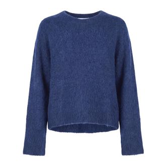 ottod'Ame Wool Border Round-neck Knit - Dames - Ronde hals truien - Blauw - XS - Wol - Truien & Vesten
