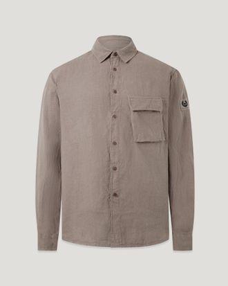 Belstaff Camicia Scale Uomo Garment Dyed Linen Asfalto 2xl