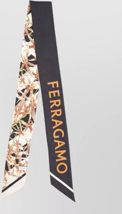 Ferragamo long bloom print silk bandeau scarf