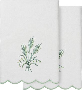 Linum Home Textiles 100% Turkish Cotton Whitney Scallop 2Pc Embellished Bath Towel Set