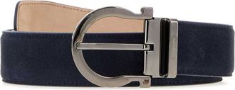 Ferragamo Navy Blue Solid Buckle Belt