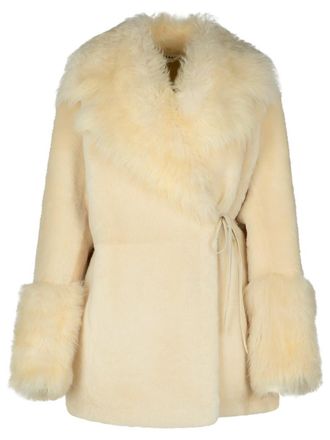 P.A.R.O.S.H. P. A.R. O.S. H. Morris Sheepskin Jacket In A Leather And Cream Fabric Blend