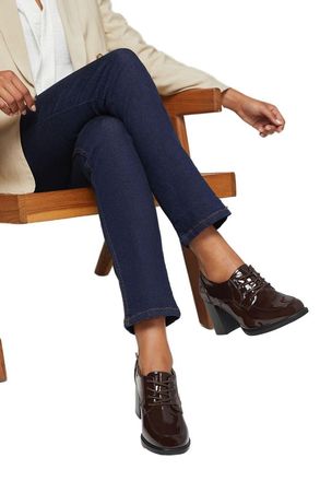 Wallis Wide Fit Dante Lace Up High Block Heeled Loafers, 4, Brown