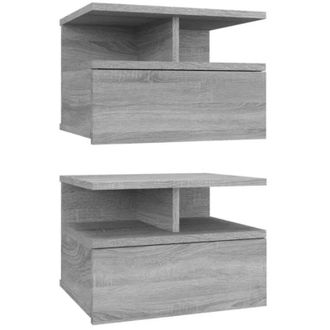 vidaXL Vidaxl - Floating Nightstand 2 pcs Grey Sonoma 40x31x27 cm Engineered Wood