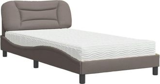 vidaXL Cama Con Colch&oacute;n Tela Gris Taupe 100x200 Cm Vidaxl