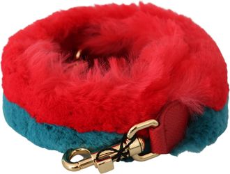 Dolce & Gabbana Red Blue Rabbit Fur Leather Shoulder Damesriem