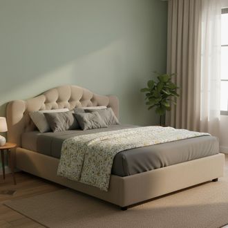 Dmora Cama Matrimonial Arex, Desenfundable, Con Almacenamiento, Hecho En Italia, Tama&ntilde;o Colch&oacute;n 160x190 Cm, Gris Taupe Taupe