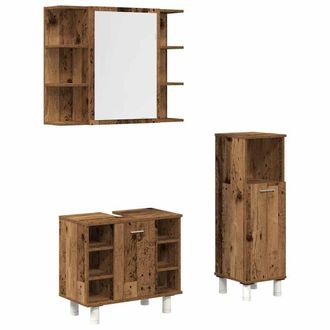 Berkfield Home 3 Piece Bathroom Furniture Set Old Wood Engineered Wood in Brown