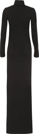 Saint Laurent Womens Stand-Up Collar Wool Dress Black