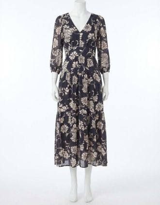 Z Supply Adelina Ari Floral Midi Dress In Parchment