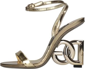 Dolce & Gabbana Keira Leren Sandalen - Dames - Sandalen met hakken - Geel - 36 EU - Leer - Schoenen