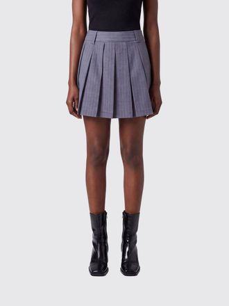 Dunst Striped Pleated Cr&ecirc;pe Mini Skirt with Mid-Rise Waist