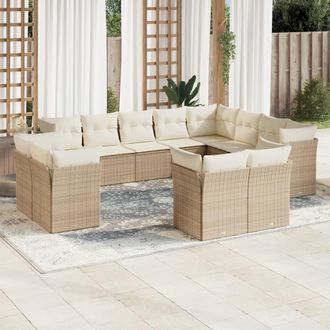 vidaXL Set De Sof&aacute;s De Jard&iacute;n 12 Pzas Y Cojines Rat&aacute;n Sint&eacute;tico Marr&oacute;n Vidaxl