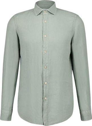Boglioli Mintgroen Linnen Overhemd - Heren - Casual Overhemden - Groen - XL - Linnen - Overhemden