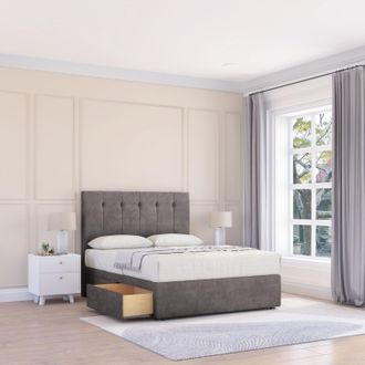 Sloomy Highbury Naples Bed Set With 4 Drawers, Mattress & 54 Headboard in Dark Grey | Size: King
