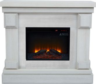Teamson Home Hestia Chimenea El&eacute;ctrica Independiente De 48 Con Repisa, Pantalla T&aacute;ctil, Control Remoto Y Fuego Instant&aacute;neo Ajustable, Veta De Madera Blanca Vnf-001