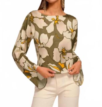 Ramy Brook Amanda Jasmine Long Sleeve Top In Safari Floral