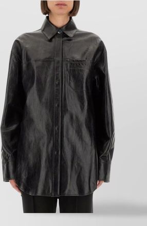 Sportmax leather shirt with long sleeves and pocket