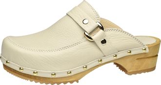 Sanita Lillen Open Clog | Original Handmade | Leather Wooden Clogs for Women | Sustainable Sole, White, 5 UK
