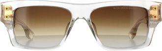 Dita Eyewear Rectangle Unisex Crystal Clear Yellow Gold Dark Brown to Gradient Grandmaster Seven - Black - One Size