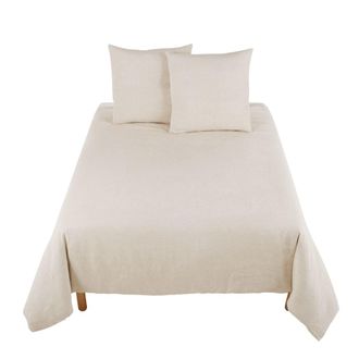 Maisons du monde Juego de cama de lino lavado beige 220x240