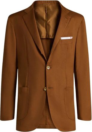 Kiton Cashmere Single-Breasted Jacket - Heren - Blazers - Bruin - XL - Jassen