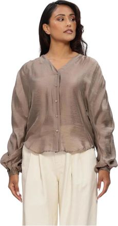 Moss Copenhagen Ramona Rikkelia Volume Blouse - Dames - Blouses - Bruin - S/M - Overhemden