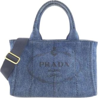 Prada Pre-owned Denim Handbag - Dames - Vintage Shopper - Blauw - ONE Size - Denim - Vintage