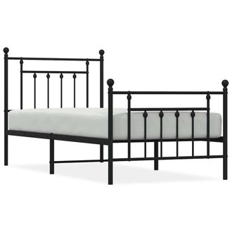 Berkfield Home Metal Bed Frame without Mattress with Footboard Black 80x200cm | Size: 80x200 cm