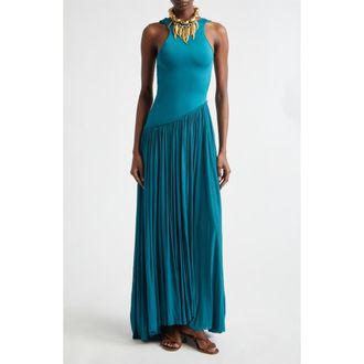 Zimmermann Luna Asymmetric Jersey Maxi Dress in Teal at Nordstrom, Size 0P
