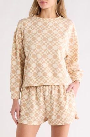 Roxy Check Me Out Long Sleeve Rashguard in Beige/Cream at Nordstrom Rack, Size Medium