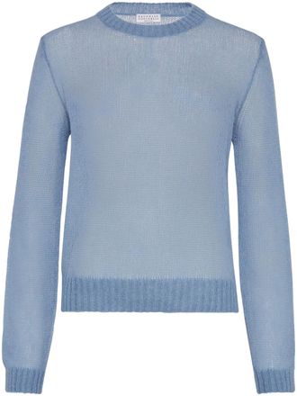 Brunello Cucinelli ribbed-trim sweater - women - Mohair/Wool/Nylon - M - Blue