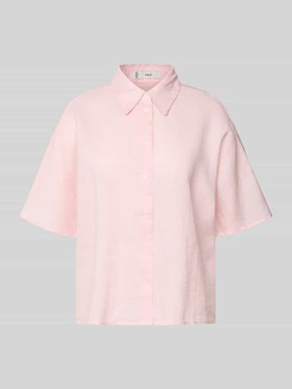 Mango Boxy Fit Bluse aus Leinen-Baumwoll-Mix mit 1/2-Arm Modell PAI in Hellrosa, Gr&ouml;&szlig;e L