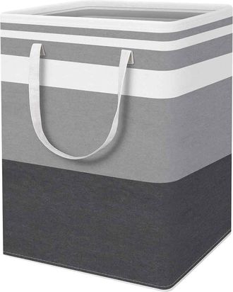 OEM Cesto Para Ropa Sucia Plegable - 75 L - Dise&ntilde;o De Rayas Gris Y Blanco - Para Dormitorio Ba&ntilde;o O Residencia Estudiantil - 1 Unidad