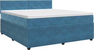 vidaXL Cama Box Spring Con Colch&oacute;n Azul Oscuro 180 X 200 Cm Terciopelo Vidaxl