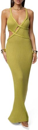 JLUXLABEL Drift & Dream Open Back Body-Con Maxi Sundress in Green at Nordstrom, Size Medium