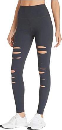 Alo Yoga High Waist Ripped Warrior Medium Cutout Active Leggings in Anthracite