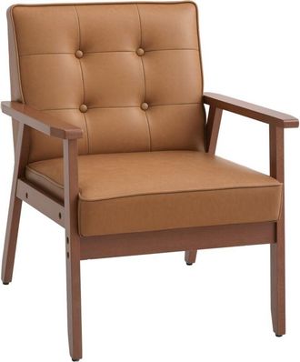 HOMCOM Homcom - Accent Chair pu Leather Armchair with Armrests for Living Room Brown