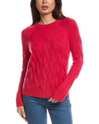Fort&eacute; Cashmere Wandering Cable Crewneck Cashmere Sweater