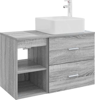 vidaXL Juego De Muebles De Ba&ntilde;o 2 Uds. Sonoma Gris Vidaxl