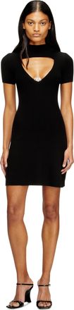 Diesel Cut-out short dress in ribbed wool knit - Dresses - Woman - Black